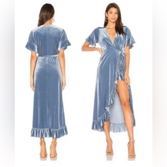 MISA Los Angeles Selina Dress in Blue Velvet Small - Picture 4 of 13